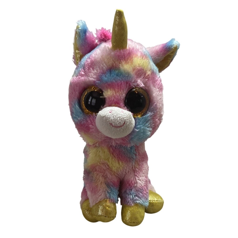 Ty Beanie Boos Fantasia The Unicorn Plush Stuffed Animal Glitter Eyes Rainbow